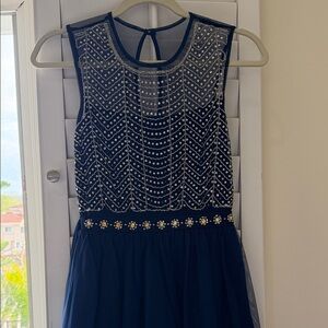 As U Wish Navy and Silver Embellished Mini Dress